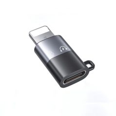   OTG átalakitó adapter, USB-C->Lightning, fülhallgatóval és mikrofonnal alkamazható, ezüst-fekete