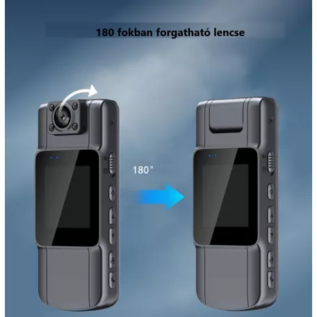 Ultra HD univerzális mini DVR kamera, 1.8″TFT kijelző, 140°-os látószög, hangrögzítővel, éjszakai látással,180°-ban forgatható lencse, fekete