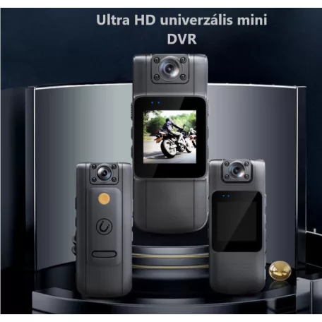 Ultra HD univerzális mini DVR kamera, 1.8″TFT kijelző, 140°-os látószög, hangrögzítővel, éjszakai látással,180°-ban forgatható lencse, fekete