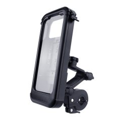   Kerékpár és Motorkerékpáros Telefontartó, Vízálló, Érintőképernyő támogatása, Kormányra rögzíthető, 360°-ban forgatható, fekete