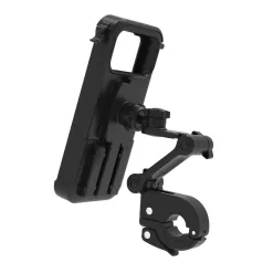   Kerékpár és Motorkerékpáros Telefontartó, Vízálló, Érintőképernyő támogatása, Kormányra rögzíthető, 360°-ban forgatható, fekete