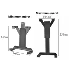 Univerzális tablet- és GPS navigáció tartó, tapadókorongos, szélvédőre/műszerfalra, 360°-ban forgatható, 7''-11'' méretig, fekete