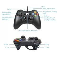   USB Gamepad, PC/PS3 kompatibilis gaming kontroller, vezetékes, fekete