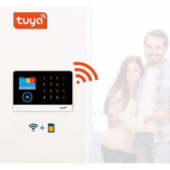   WiFi/GSM Intelligens Riasztórendszer, 2.4″ TFT kijelző, mozgásérzékelős, érintős gomb, WiFi és GSM dual hálózat, Tuya Smart alkalmazással