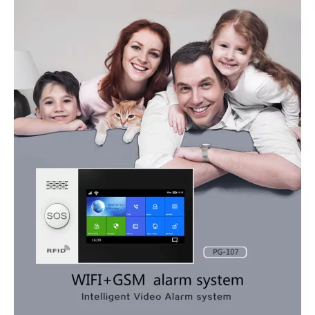 WiFi/GSM Intelligens Riasztórendszer, 4.3″ érintőképernyős, WiFi és 4G dual hálózat, Tuya Smart alkalmazással