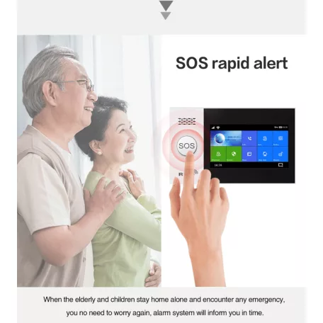 WiFi/GSM Intelligens Riasztórendszer, 4.3″ érintőképernyős, WiFi és 4G dual hálózat, Tuya Smart alkalmazással