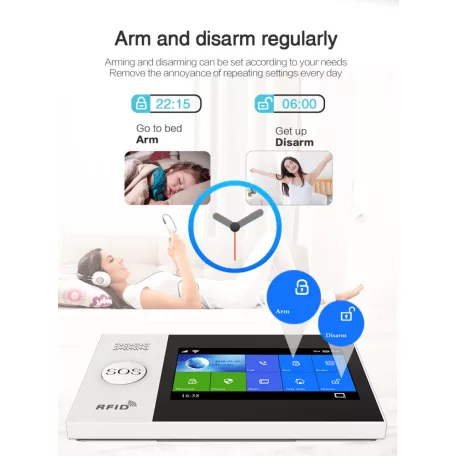 WiFi/GSM Intelligens Riasztórendszer, 4.3″ érintőképernyős, WiFi és 4G dual hálózat, Tuya Smart alkalmazással