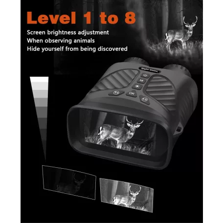 Digitális Éjjellátó Távcső Vadászathoz, fotó, videó funkcióval, 10X optikai zoom, 8X digitális zoom, infravörös megvilágítás, 3″ IPS kijelzővel, max 200 méter látótávolság