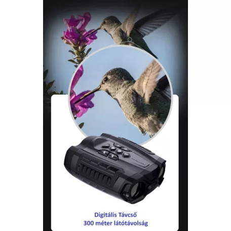 Digitális Éjjellátó Távcső Vadászathoz, fotó, videó funkcióval, 10x digitális zoom, infravörös megvilágítás, 3.5″ IPS kijelzővel, max 300 méter látótávolság