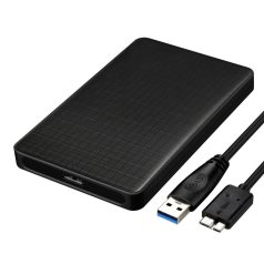   Külső merevlemez ház, USB 3.1, 2.5" SATA HDD, max. 5TB SSD/HDD-vel kompatibilis, fekete