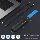 Külső M.2 SSD merevlemez ház, M.2 PCIe NVMe SSD-hez dokkoló funkcióval, 10Gbps, Type-C kimenet, Alumínium ház, max 24TB, fekete