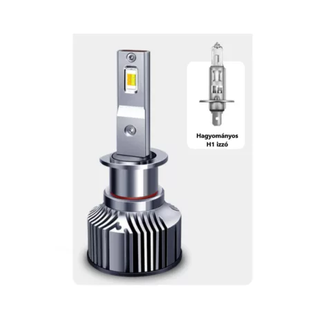 LED autó fényszóró izzó pár, H1 típusú, készlet/szett, 2db, színhőmérséklet változtatható, CANBUS, 60W, hideg fény/meleg fény, szürke
