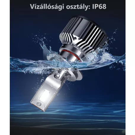 LED autó fényszóró izzó pár, H1 típusú, készlet/szett, 2db, színhőmérséklet változtatható, CANBUS, 60W, hideg fény/meleg fény, szürke