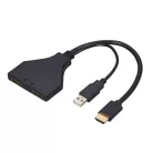 HDMI splitter, 1db HDMI apa -> 2db HDMI anya elosztó, 4K UHD, Donji, fekete