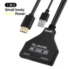 HDMI splitter, 1db HDMI apa -> 2db HDMI anya elosztó, 4K UHD, Donji, fekete