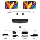 HDMI splitter, 1db HDMI apa -> 2db HDMI anya elosztó, 4K UHD, Donji, fekete