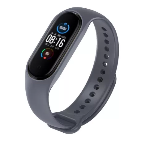 Szilikon óraszíj, Xiaomi Mi Band 4/5/6/7 okosórákkal kompatibilis, sötétszürke
