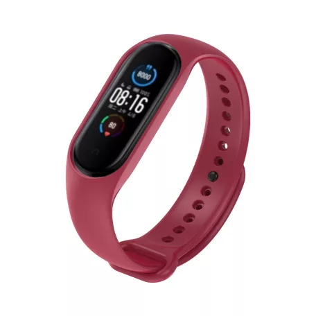 Szilikon óraszíj, Xiaomi Mi Band 4/5/6/7 okosórákkal kompatibilis, sötétbordó