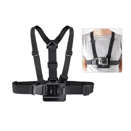Akciókamera Rögzítő/Tartó mellkasra, GoPro HERO 5 6 7 8 9 10 kompatibilis, fekete