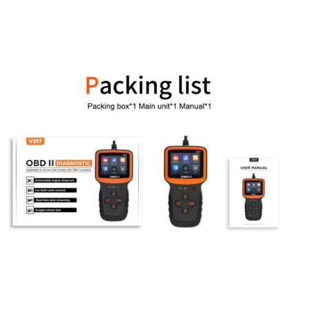 Professzionális autós Diagnosztikai Hibakód olvasó, OBD-II, színes TFT kijelző, univerzális, V317
