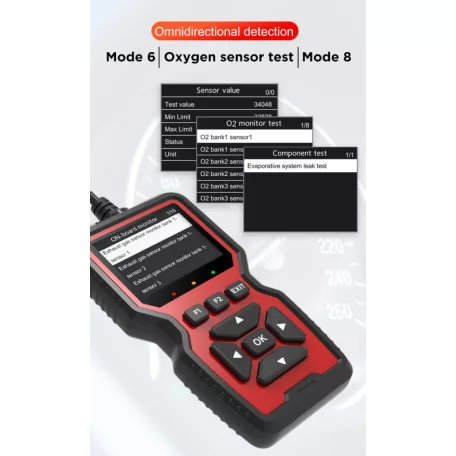 Professzionális autós Diagnosztikai Hibakód olvasó, OBD-II, színes TFT kijelző, univerzális, V519