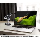 Hordozható Digitális Mikroszkóp, OTG csatlakozóval, 8 LED, 5x optikai zoom, 50->1000x digitális képnagyítás, fekete