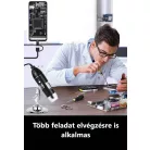 Hordozható Digitális Mikroszkóp, OTG csatlakozóval, 8 LED, 5x optikai zoom, 50->1000x digitális képnagyítás, fekete