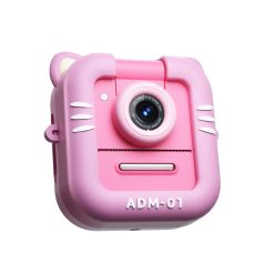   Digitális kamera és instant fényképező gyerekeknek, 180°-ban forgatható lencse, 2,4″ IPS kijelző, pink