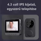 Vezeték nélküli videós kapucsengő, 6 hangerő fokozat, 4.3″ IPS HD kijelző, max.150m hatótáv, éjjellátó funkció, fekete
