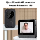 Vezeték nélküli videós kapucsengő, 6 hangerő fokozat, 4.3″ IPS HD kijelző, max.150m hatótáv, éjjellátó funkció, fekete