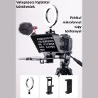 Hordozható Súgógép, Kamerás és Okostelefon felvételhez, objektív rögzítése 8 különböző gyűrűvel, 2db vakupapucs foglalat + 1/4" rögzítő csavarmenet, élő közvetítéshez vagy interjúhoz, fekete