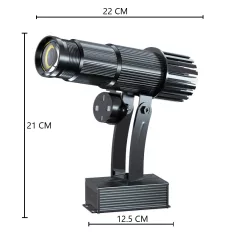   LED logó projektor, céges logó kivetítő vagy reklámlogó kivetítéshez, 25W-os LED izzóval, folyamatosan forgó Logó, távirányitóval, fekete