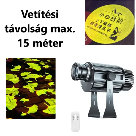 LED logó projektor, céges logó kivetítő vagy reklámlogó kivetítéshez, 30W-os LED izzóval, távirányitóval, fekete