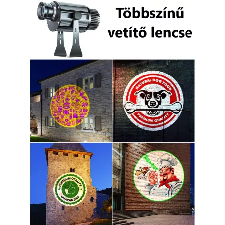 LED logó projektor, céges logó kivetítő vagy reklámlogó kivetítéshez, 30W-os LED izzóval, távirányitóval, fekete