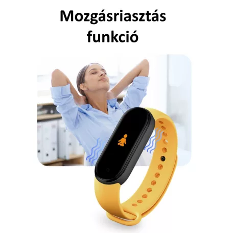Okos Egészség karkötő, smart aktivitásmérő, színes LCD kijelző, vízálló, lépésszámláló, pulzus, vérnyomás, véroxigénszint mérés, sétához és sporthoz, bordó