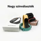 Okos Egészség karkötő, smart aktivitásmérő, színes LCD kijelző, vízálló, lépésszámláló, pulzus, vérnyomás, véroxigénszint mérés, sétához és sporthoz, bordó