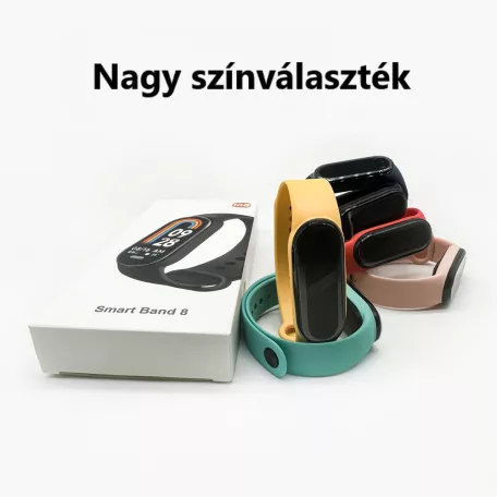 Okos Egészség karkötő, smart aktivitásmérő, színes LCD kijelző, vízálló, lépésszámláló, pulzus, vérnyomás, véroxigénszint mérés, sétához és sporthoz, bordó