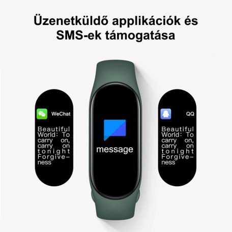 Okos Egészség karkötő M8, smart aktivitásmérő, színes LCD kijelző, vízálló, lépésszámláló, pulzus, vérnyomás, véroxigénszint mérés, sétához és sporthoz, sötétkék