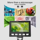 Hordozhatós elektronikus digitális mikroszkóp, 4,3" LCD kijelzővel, MicroSD/TF kártya támogatás, 50X-1000X képnagyítással, fényerősség szabályzó, fehér