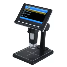   Elektronikus digitális mikroszkóp, hordozhatós, 4,3" LCD kijelzővel, MicroSD/TF kártya támogatás, 1000X képnagyítással, fényerősség szabályzó, fekete