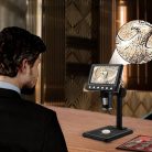 Elektronikus digitális mikroszkóp, hordozhatós, 4,3" LCD kijelzővel, MicroSD/TF kártya támogatás, 1000X képnagyítással, fényerősség szabályzó, fekete