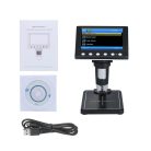 Elektronikus digitális mikroszkóp, hordozhatós, 4,3" LCD kijelzővel, MicroSD/TF kártya támogatás, 1000X képnagyítással, fényerősség szabályzó, fekete