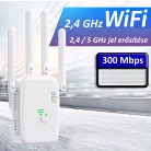 Urlant Wi-Fi WLAN Jelerősítő Repeater, 2,4GHz Wi-Fi, LAN/WAN Ethernet port, WPS, 300Mbps, 4 antenna, fehér