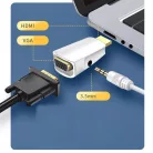 HDMI->VGA+Jack átalakító adapter, HDMI apa -> VGA anya + 3.5mm Jack anya, fekete