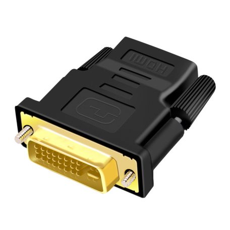 DVI/HDMI átalakitó adapter, DVI apa/HDMI anya, fekete