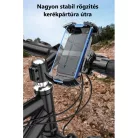 Kerékpár és Motorkerékpáros Mobiltelefontartó YF80, Kormányra rögzíthető, 360°-ban forgatható, csúszásgátló, fekete