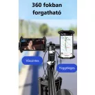 Kerékpár és Motorkerékpáros Mobiltelefontartó YF80, Kormányra rögzíthető, 360°-ban forgatható, csúszásgátló, fekete