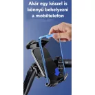Kerékpár és Motorkerékpáros Mobiltelefontartó YF80, Kormányra rögzíthető, 360°-ban forgatható, csúszásgátló, fekete