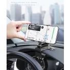Autós mobiltelefon tartó, 360°-ban forgatható, visszapillantó tükörre helyezhető, műszerfalra rögzíthető, fekete