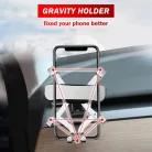 Autós mobiltelefon tartó, szellőzőrácsra helyezhető, 360°-ban forgatható, ezüst/fekete